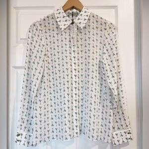 NWT Alice + Olivia Willa Martini Silk Button Down Blouse